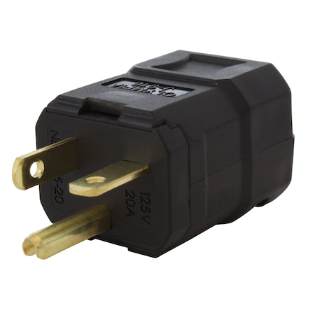 Ac Works Straight Blade Plug, 5-20P, 20 A, 125V AC, 2 Pole, Screw Terminals, Grounded ASQ520P-BK